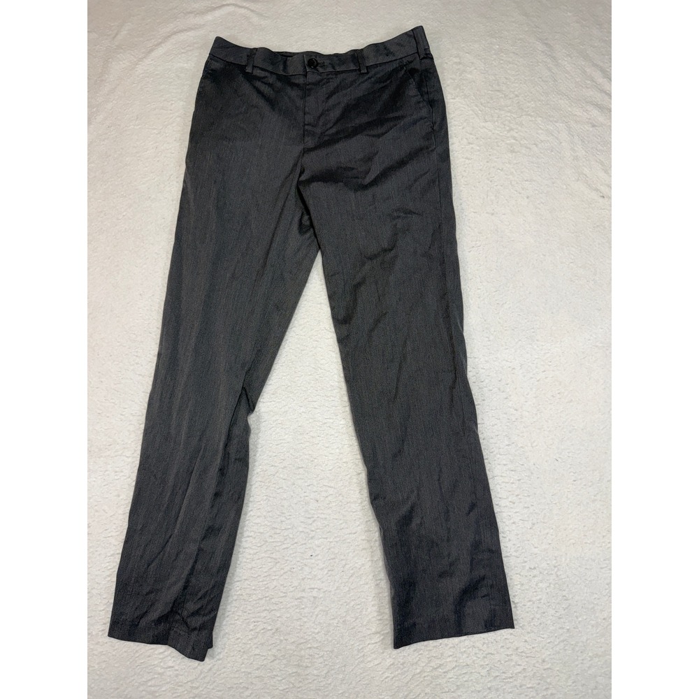 Van Heusen Mens Straight Leg Dress Pants Charcoal Gray 30x32 Flat Front Trousers